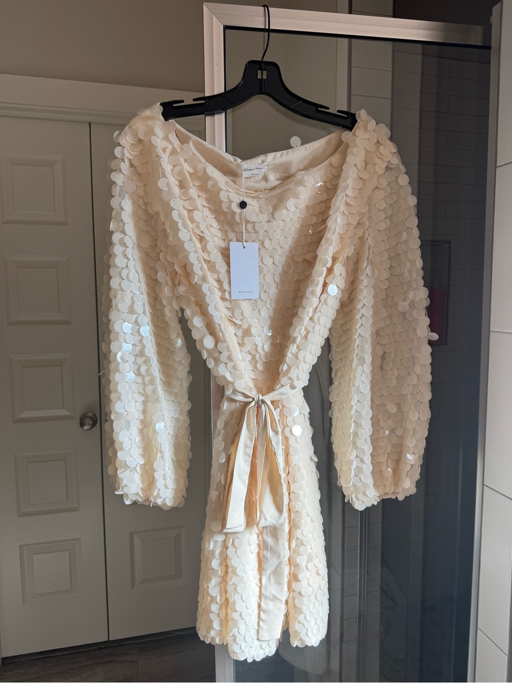 Lovers + Friends Cream Sequin Dot Dress